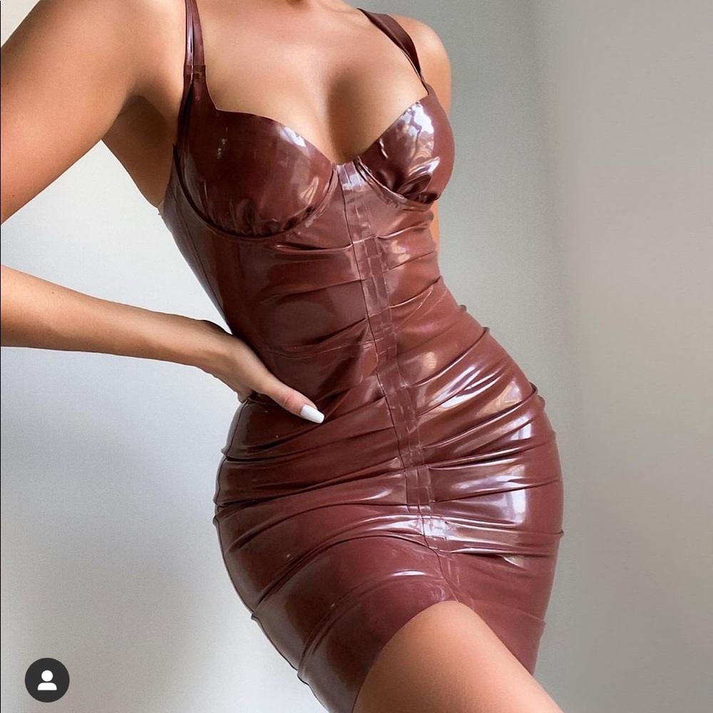 House of cb larena chocolate latex dress